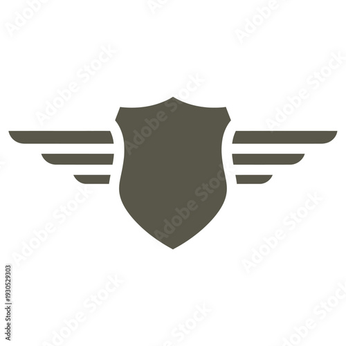 Shield with Wings Protection Security Symbol.
