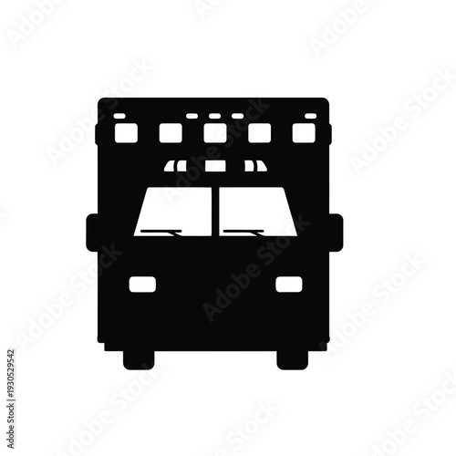 Double decker bus illustration viewed from the front on a white background