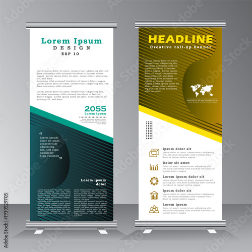 New roll up banner desing, roll up banner template with geometric background, vertical banner template, vector eps 10