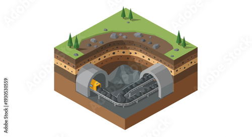 Underground Tunnel Infrastructure with Roadway and Park.