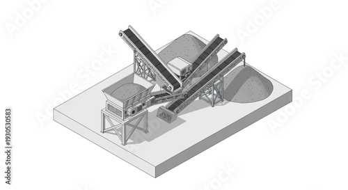 3D rendering of industrial machinery on a platform.