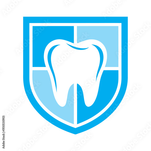 Tooth Icon Shield Protection Dental Care Symbol.