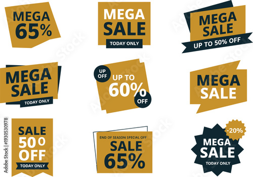 Mega Sale Discount Labels and Banners