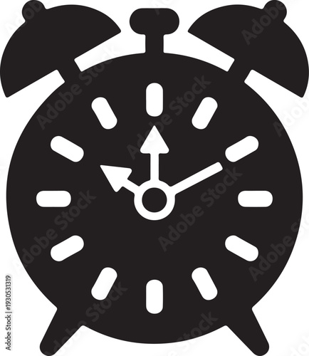Flat vector icon of a magenta alarm clock for deadline