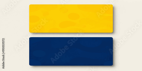 Vector illustration set of blank blue and yellow sticky notes and cards featuring glossy paper stickers and empty business template labels for web design