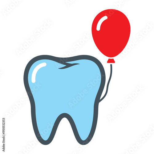 Tooth with Red Balloon Illustration.