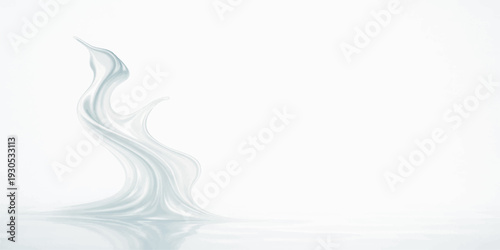 An artistic blue liquid wave and swirling white smoke create an abstract vector design with light curves and a soft textured backdrop for a modern business wallpaper