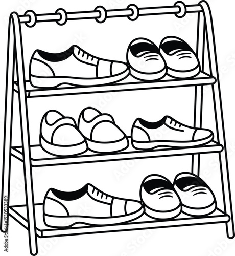 Shoe Rack with Multiple Pairs of Shoes