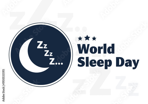 World sleep day graphic with crescent moon and zzz