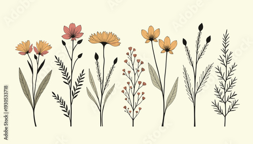 A calming, minimalist botanical illustration perfect for backgrounds, website design, or representing growth and nature-inspired concepts. The soft pa