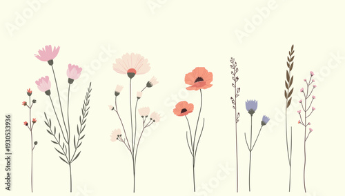 A delicate floral illustration creates a calming and minimalist aesthetic. Ideal for backgrounds, website elements, or branding that needs a touch of 