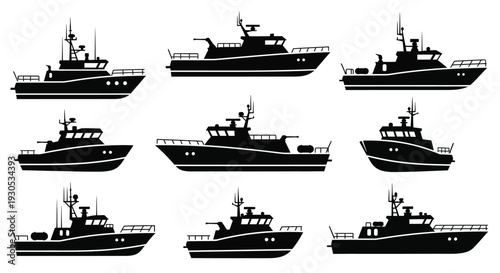 oast guard patrol boat silhouette illustration