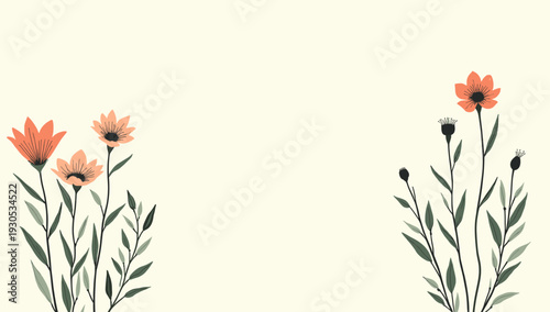 A calming and minimalist floral design, perfect for backgrounds, website elements, or spring-themed marketing materials. The simple, elegant style evo