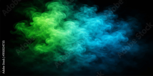 Abstract motion of blue and fire-colored smoke textures creates an explosive cloudscape against a dark black space backdrop with celestial light