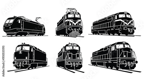 Electric locomotive train silhouette illustration