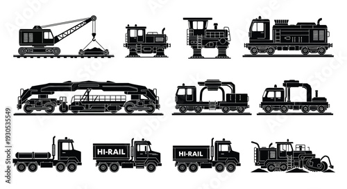 Train locomotive freight rail silhouette illustration