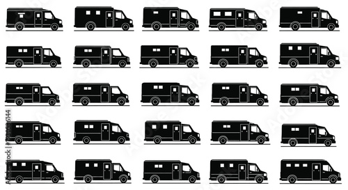 Ambulance emergency van fleet illustration