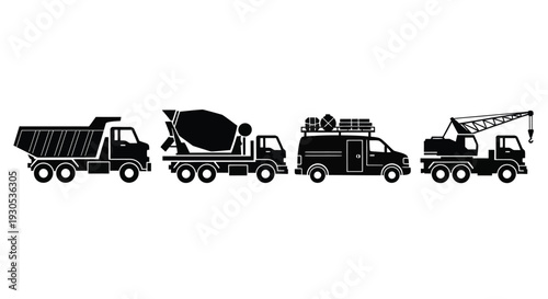 Construction truck mixer crane illustration