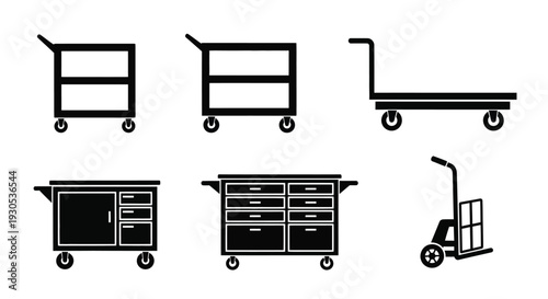 Hand truck cart trolley silhouette illustration