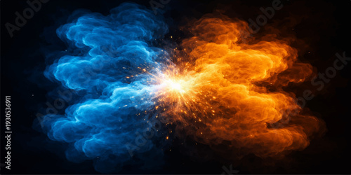 Fiery explosion with orange flames and smoke motion texture on a black background creates a hot burning inferno loop animation of pure energy