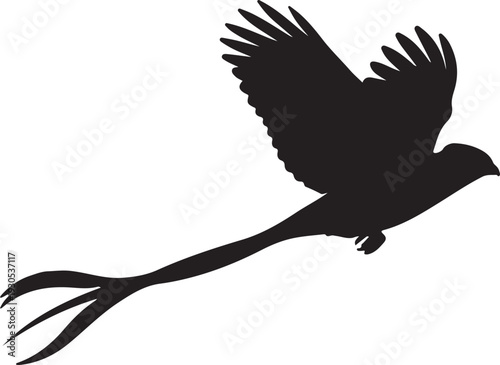  Resplendent Quetzal in silhouette on white background.