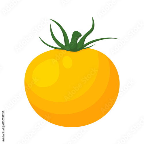 Yellow tomato in flat style. Vector illustration isolated on white background