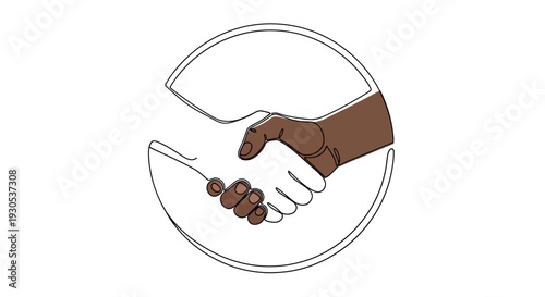 Diverse Hands Shaking in Circle Logo - Unity, Partnership, Business Agreement
