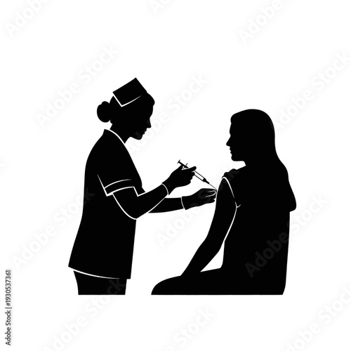 Nurse Administering Vaccination to Female Patient.