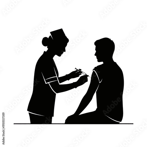 Nurse Administering Vaccination to Male Patient.