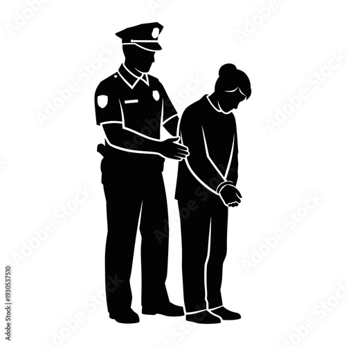 Police Officer Arresting a Person Handcuffs.