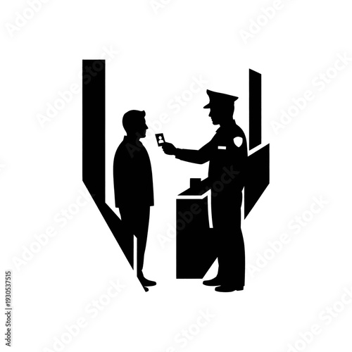 Police Officer Checking Mans Identification Card.