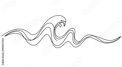 Stylized Ocean Wave Line Art - Minimalist Seascape Design