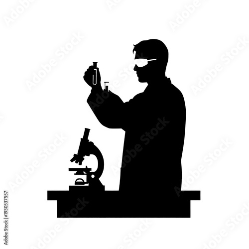 Scientist Conducting Laboratory Experiment with Microscope.