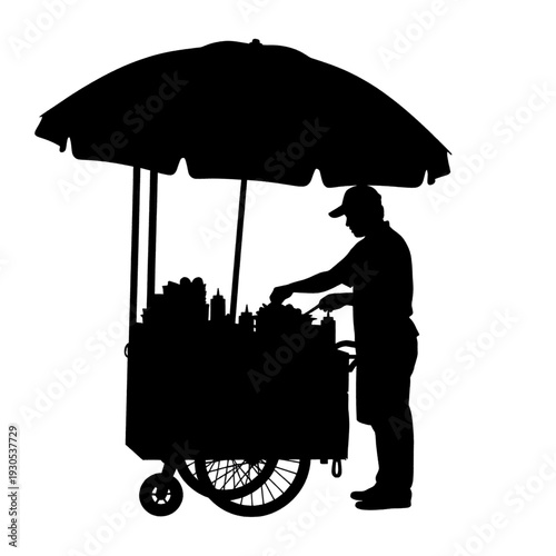 Street Vendor Silhouette Selling Drinks.