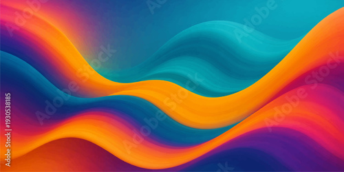 An abstract colorful background featuring flowing rainbow waves and curved vector lines creates a vibrant pattern design for a modern business banner or web wallpaper backdrop texture