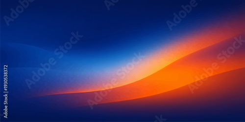 An abstract landscape of dramatic orange lines and colorful clouds captures the fiery light of a beautiful sunset during nature's evening transition from dusk to dawn