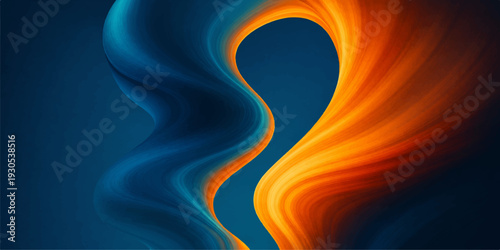 Abstract colorful background with swirling blue and orange waves creating a vibrant fire flame texture and motion curve design for an artistic wallpaper backdrop