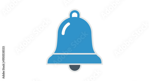 A vibrant blue bell icon is prominently displayed against a white background showcasing a clean silhouette high quality professional detailed modern