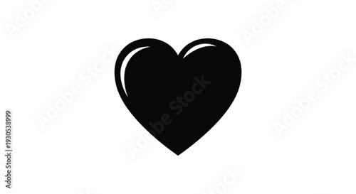 A stark black heart shape stands out against a white background creating a bold simple silhouette high quality professional detailed modern