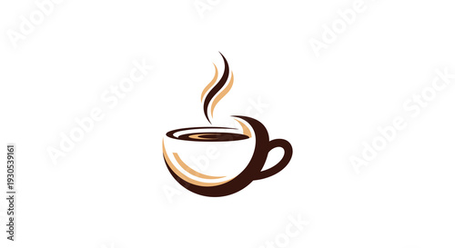 A stylized depiction of a coffee cup with rising steam featuring a unique modern silhouette high quality professional detailed elegant stylish