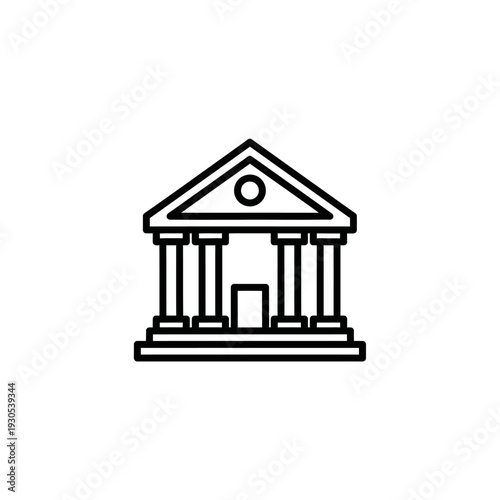 Classic Greek Style Temple Building with Columns and Pediment