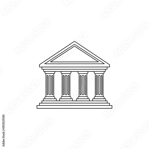 Classic Greek Temple with Columns and Pediment Architecture