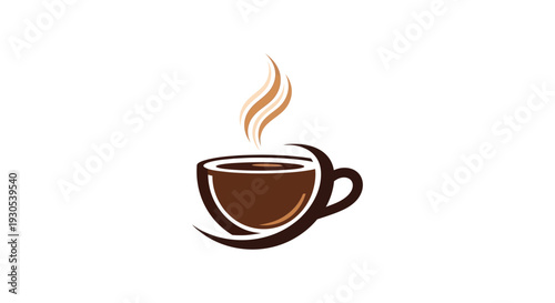 A warm inviting coffee cup with rising steam depicted in a simple elegant silhouette high quality professional detailed modern stylish clean