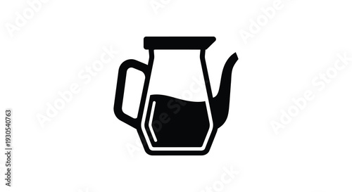 A minimalist black silhouette of a teapot partially filled with liquid against a white background silhouette high quality professional detailed modern