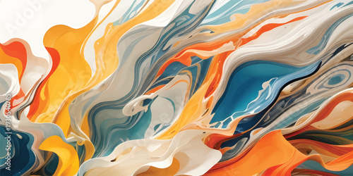 Abstract colorful background featuring seamless geometric waves and vibrant orange curves creates a 3d vector texture ideal for a modern artistic wallpaper or textile backdrop design