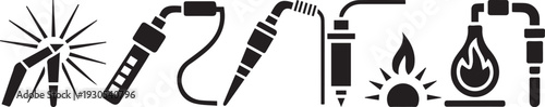 Welding and Industrial Equipment Icon Set  Construction Tools Symbols
