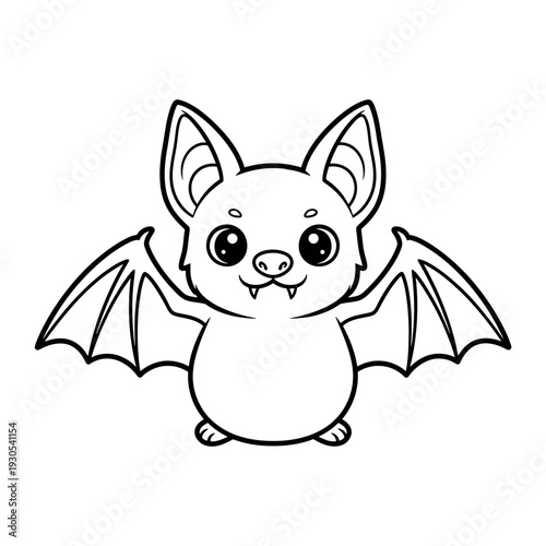 Adorable cartoon bat illustration for Halloween and children's activities, perfect for coloring and learning