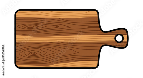 A detailed illustration of a wooden cutting board with a dark outline emphasizing its shape and texture silhouette high quality