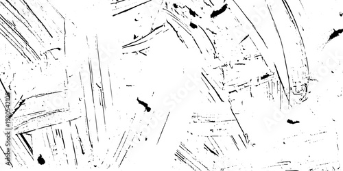 Abstract texture grunge made of diagonal streaks and distressed lines, black ink on a white background. grunge scratch patterns, chaotic linear noise. dirty monochrome pattern of the old worn surface.
