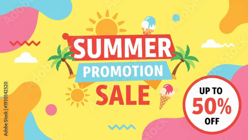 Summer Sale Promotion Banner with Discount.